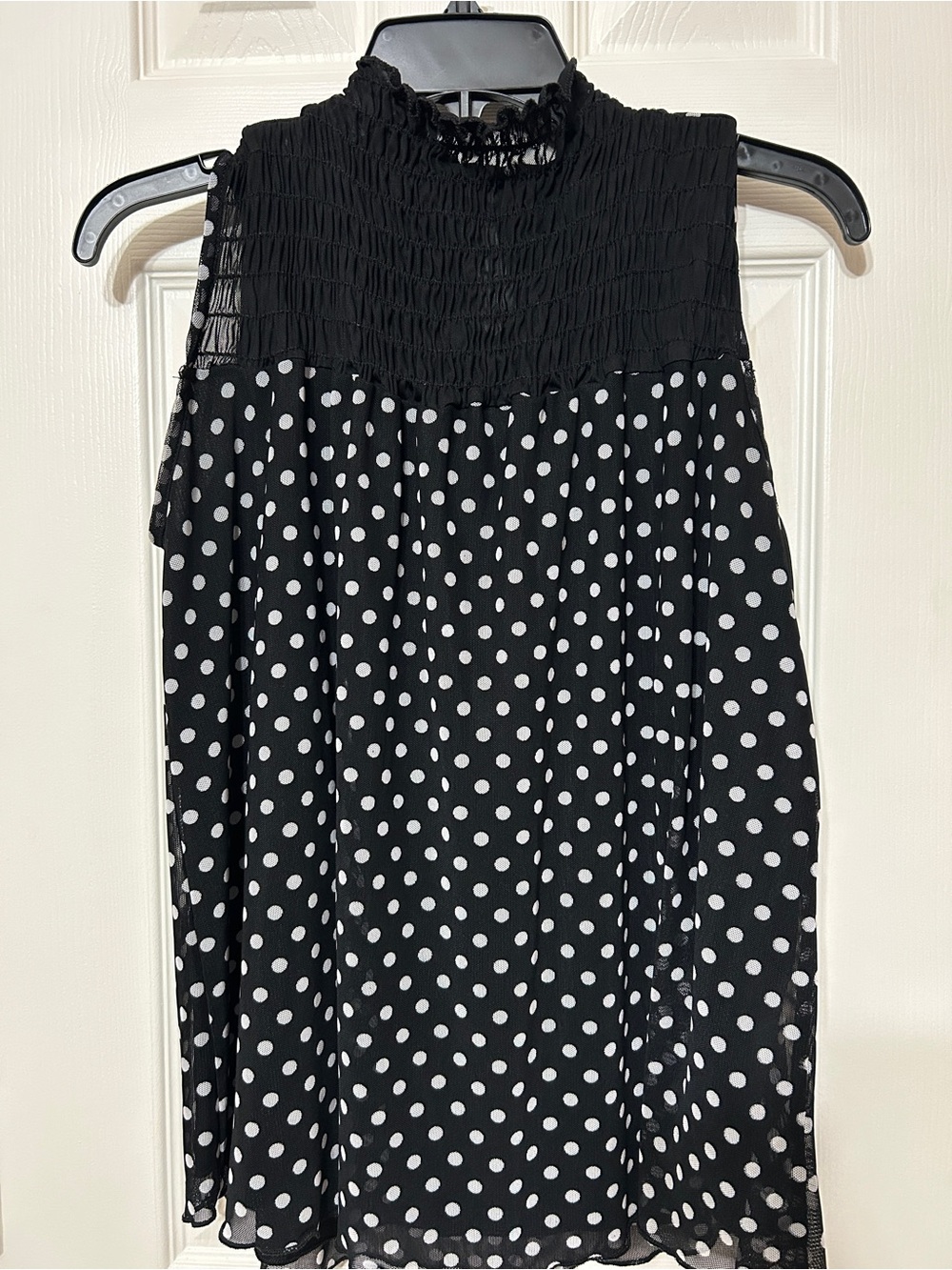 Kim & Cami Black and White Polka Dot Top